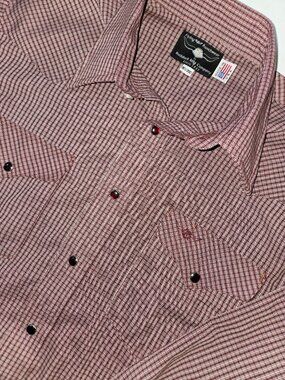 Vintage Flying R Ranchwear western shirt by Ruddock Mfg Company in maroon plaid
